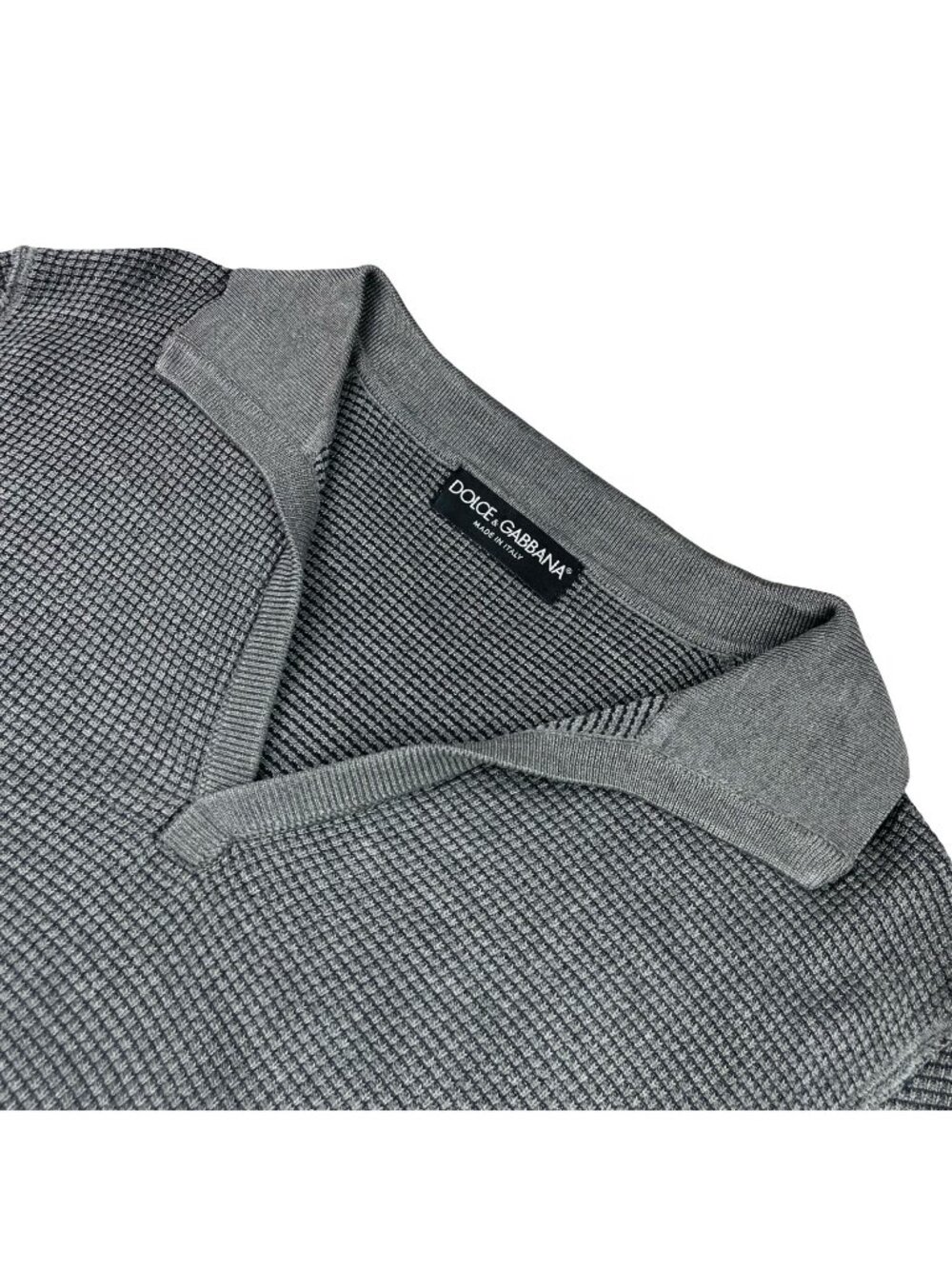 Dolce&Gabbana Men's Johnny Collar Silk Knit Polo Sweater Gray • Italy • Medium